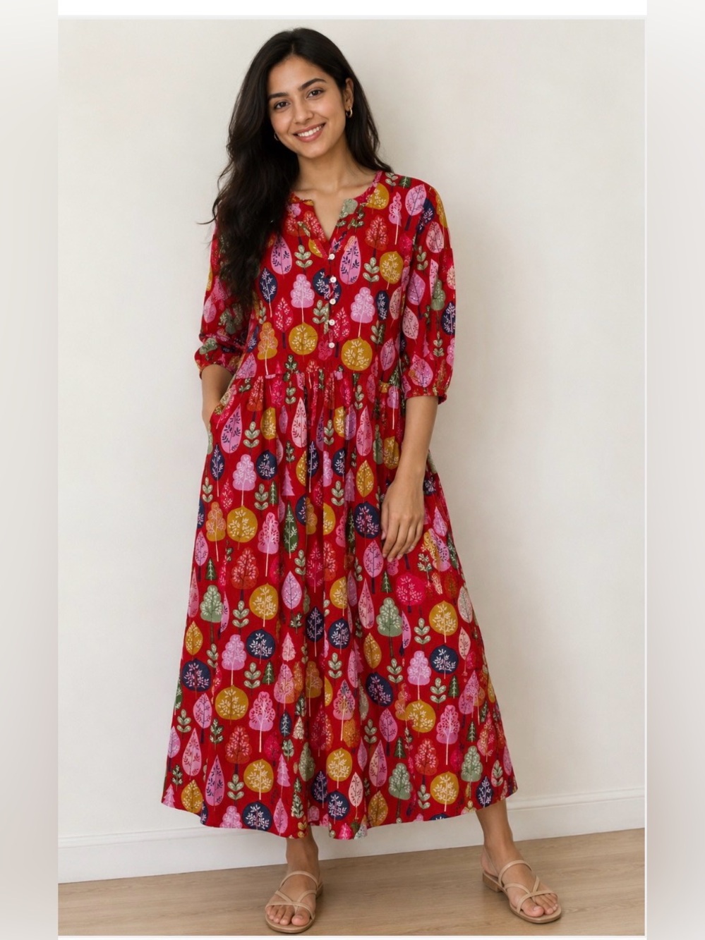 Brand New Cotton Tree Print Dress